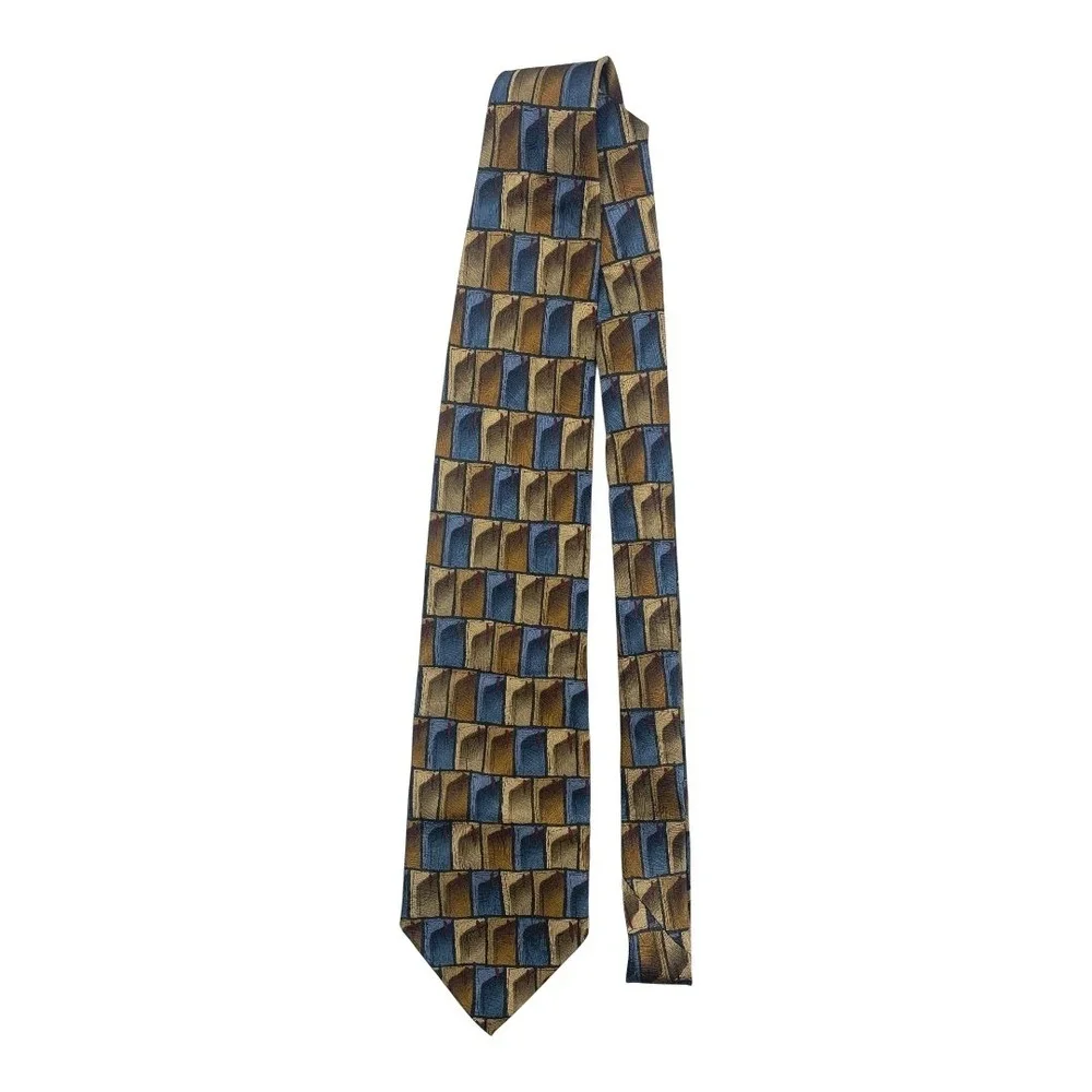 J. Garcia 100% Silk Ties Lot‎ 3 Abstract Pattern Blue Yellow Brown